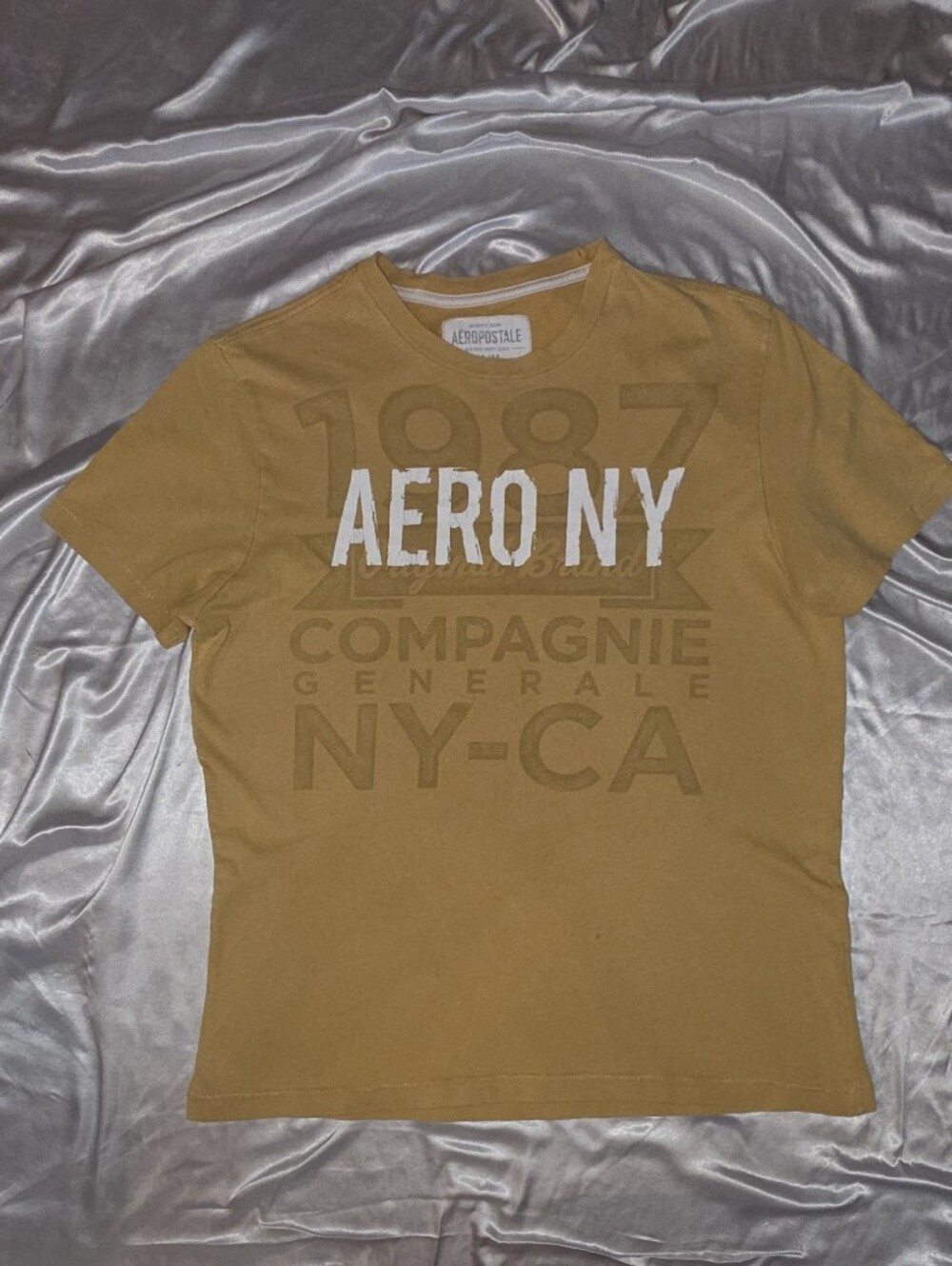 Aeropostale Mustard Yellow AERO NY Graphic Tee